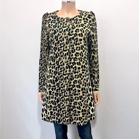 WAREHOUSE Leopard Print Jacket Elegant Snap Front - Sz S - Picture 2 of 14